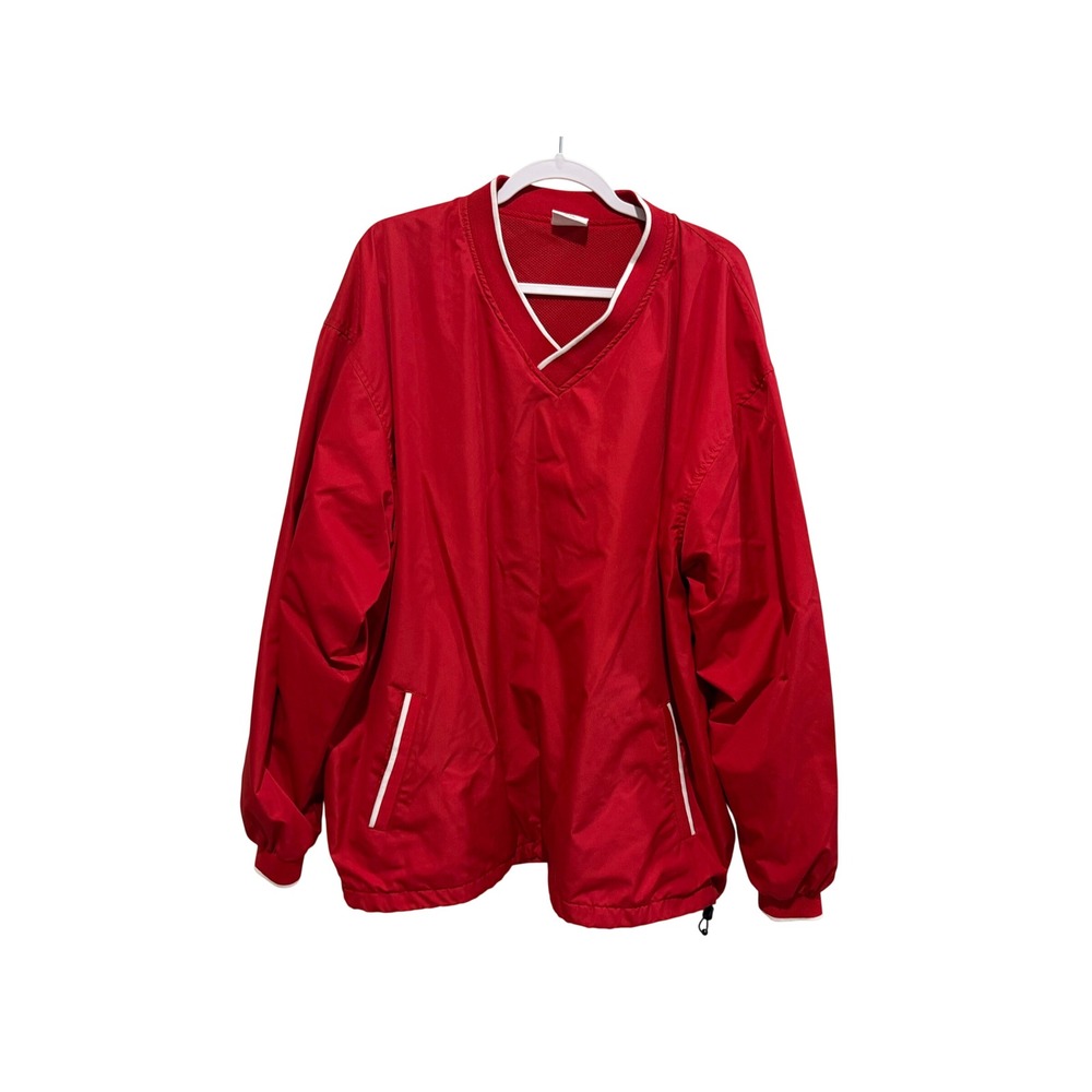 Rawlings Men's 2XL Red V-Neck Windshirt Baseball Pullover Ripstop Mesh Lined